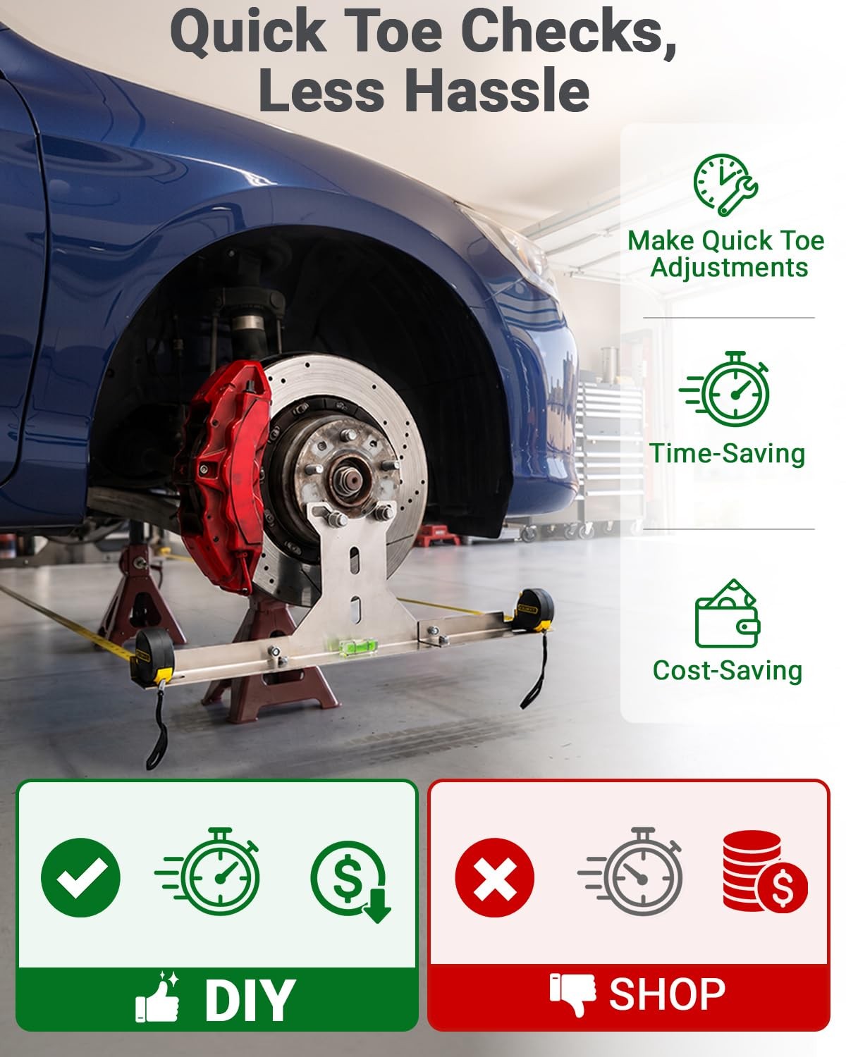 Toplamper Wheel Alignment Tool for DIY Toe Adjustment, Stainless Steel Toe...
