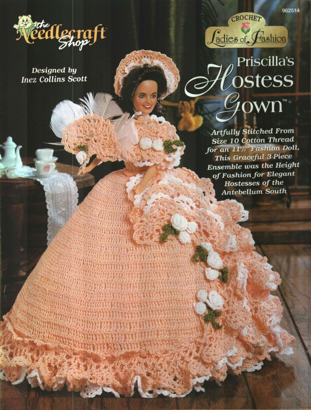 PRISCILLA'S HOSTESS GOWN DRESS FASHION DOLL CROCHET PATTERN BOOK