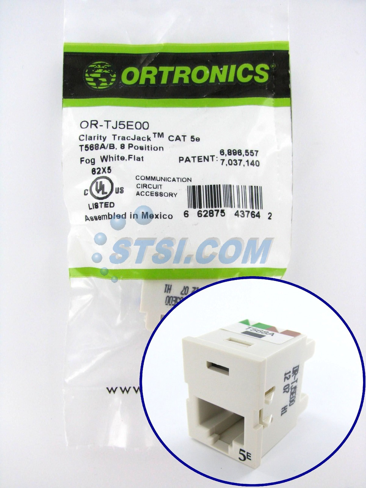 Ortronics OR-TJ5E00 TracJack CAT5e Jack Fog White ~STSI