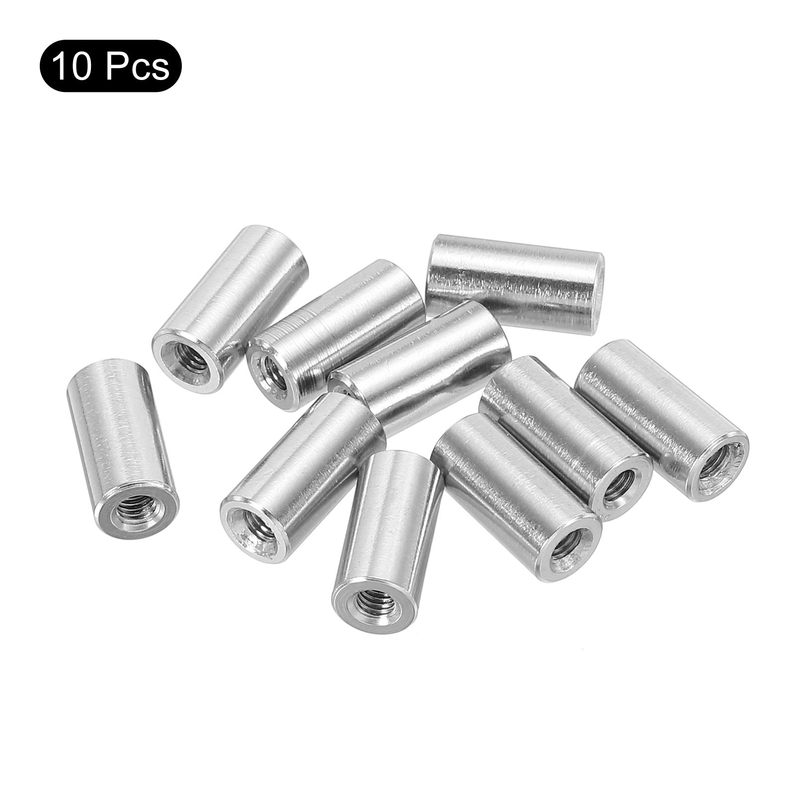 10Pcs Round Connector Nuts, M3x12x6mm Coupling Nut Sleeve Rod Bar Stud Nut