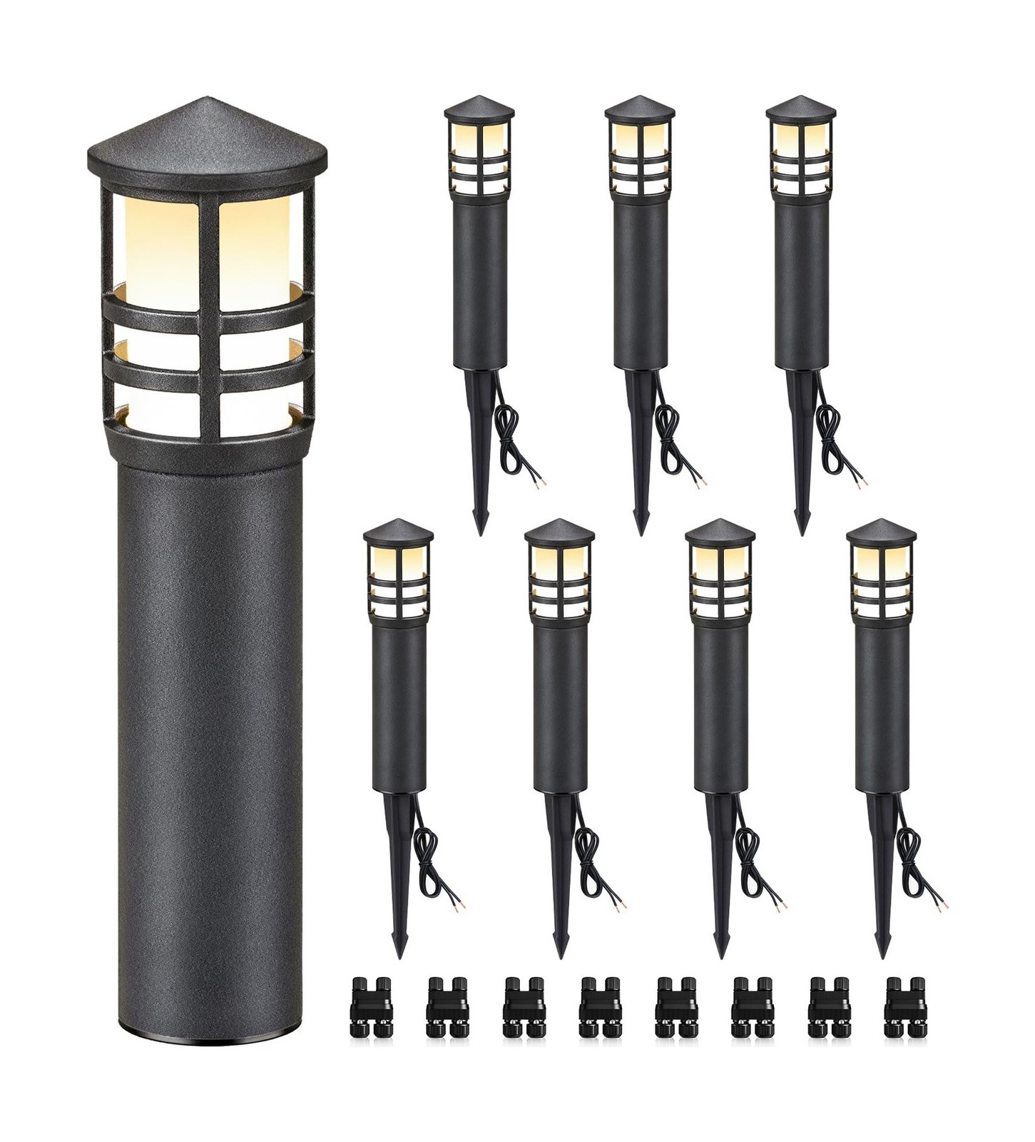SUNVIE 8-Pack Low Voltage Pathway Lights 3W LED Landscape Pathway Lighting 30...
