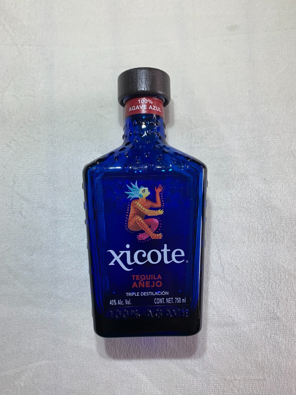 Xicote Tequila Añejo Bottle Empty Cobalt Blue Orange Rare Collect Decor Crafter
