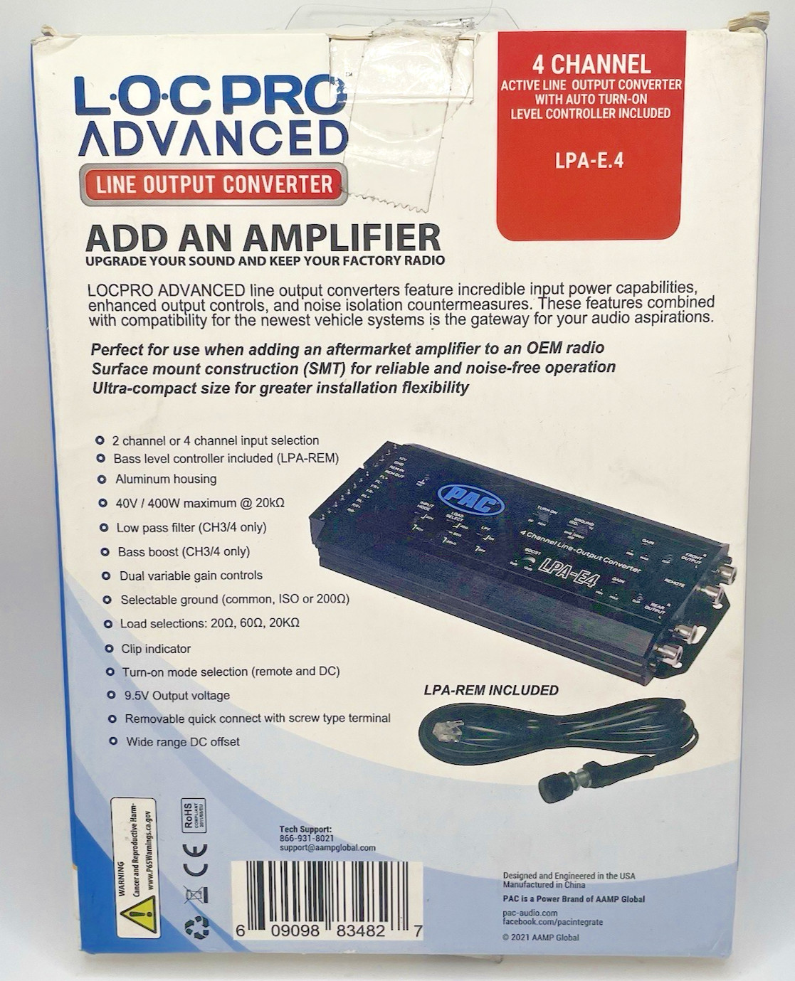 PAC LPA-E.4 LocPRO Advanced 4-CH Active Line Output Converter NEW-OPEN BOX #E110