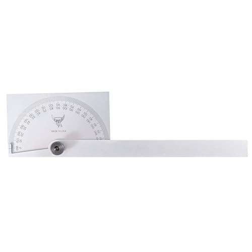 Stainless Steel Angle Protractor - 6" Blade, Double Graduation, Bevels & Radial