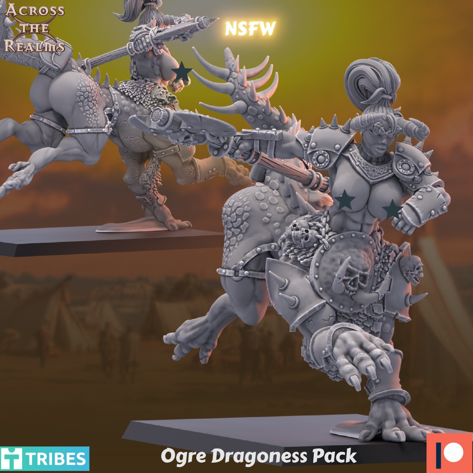 Dragoness Ogre E | Across the Realms | RPG Wargaming 3D Printed Mini