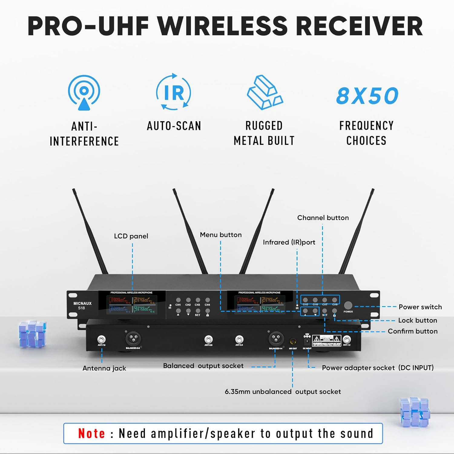 Pro 8-Channel UHF Wireless Microphone System for Karaoke & Events