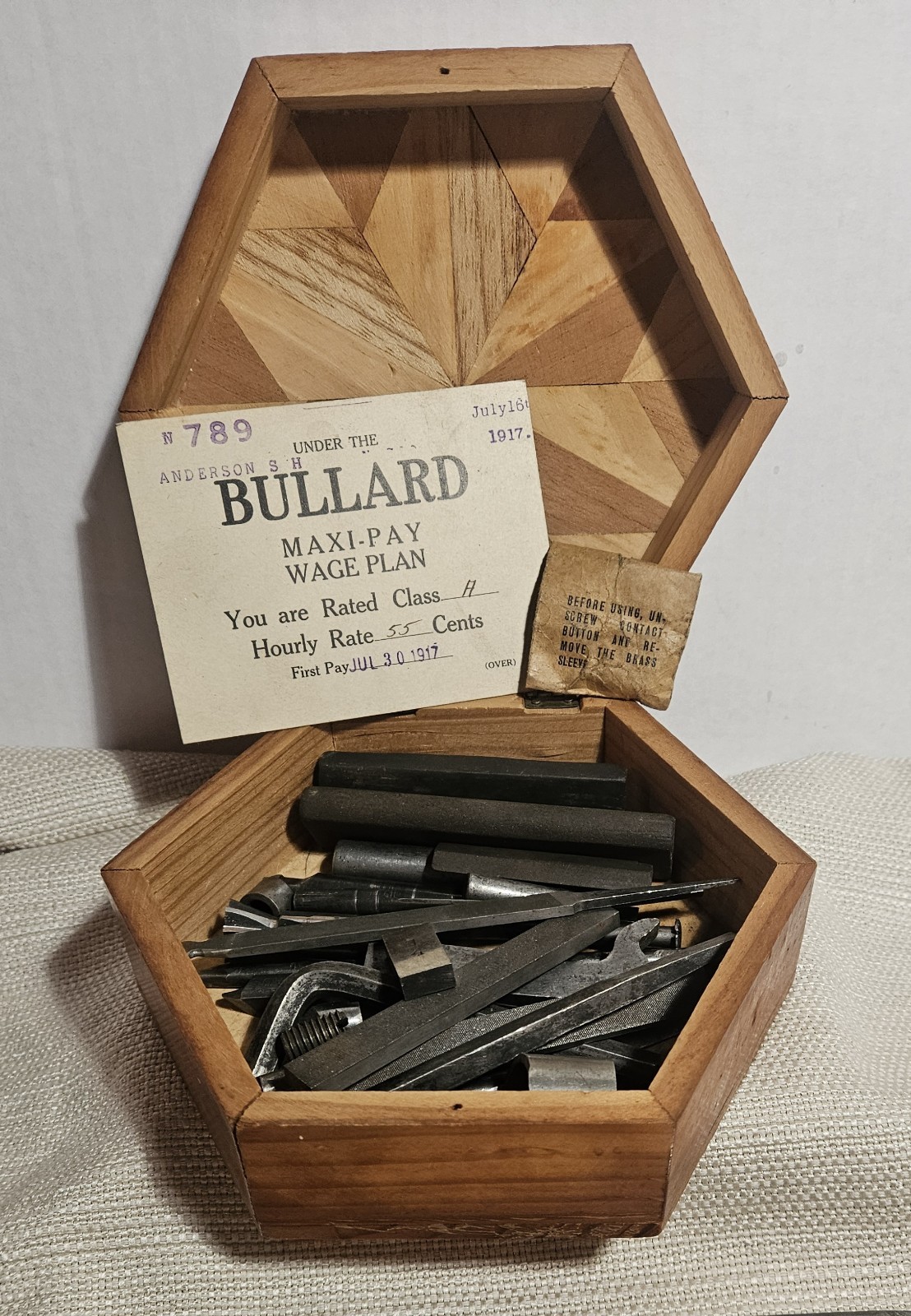 Historical Collection of Antique Metal Working Files and Bits with 1917 Union...