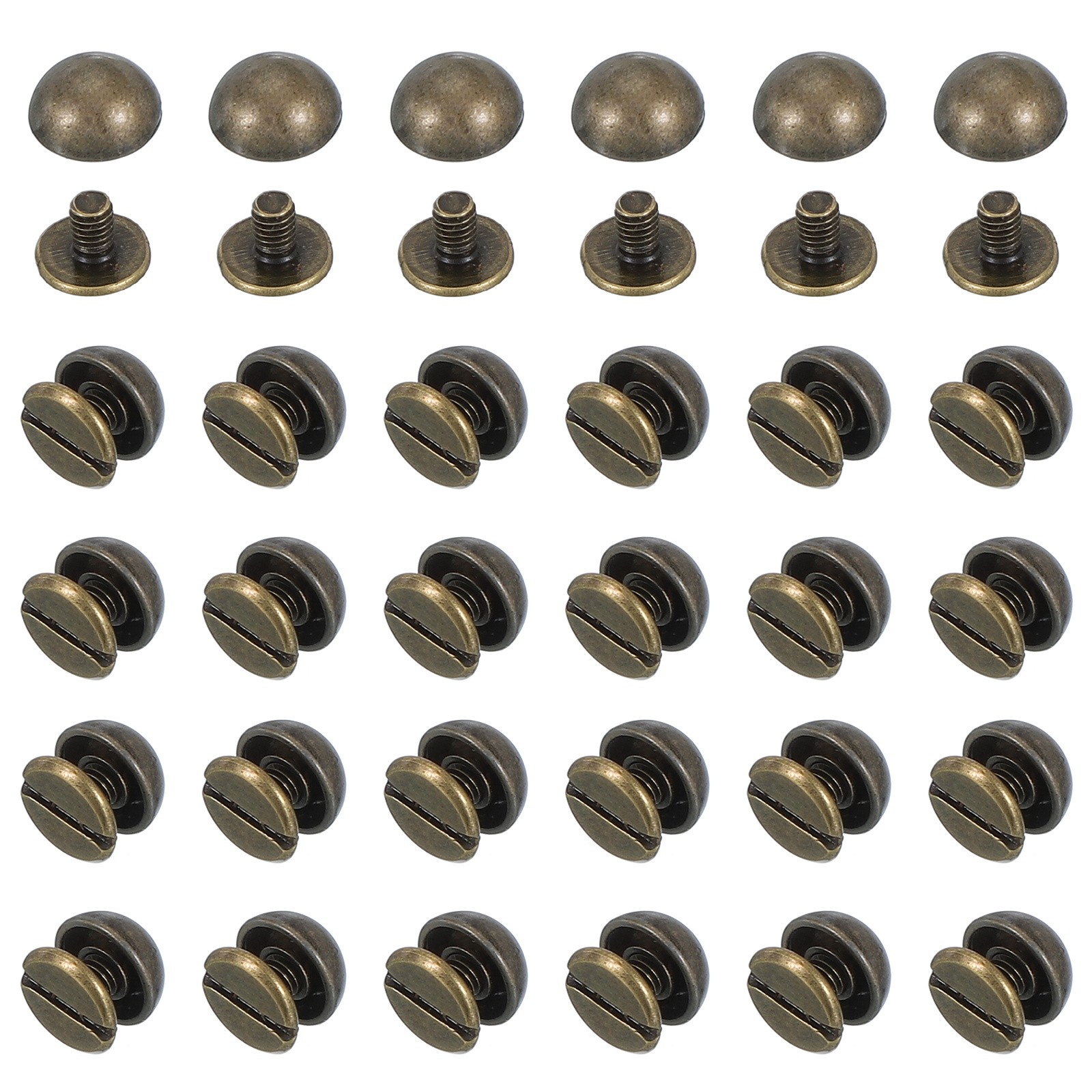 100 Set 5/16" Dome Spikes Studs Nailhead Screw Back Rivets for Craft Bronze