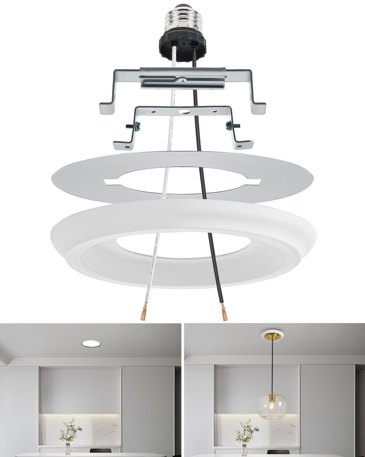 Luvkczc Recessed Can Light Conversion Kit for 5" and 6" Ceiling White 1 pc